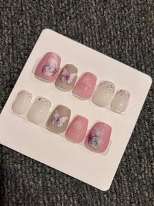 Pink Butterfly Nail Set Size M/1
