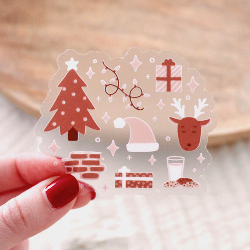 Clear Christmas Medley Sticker 3x3in