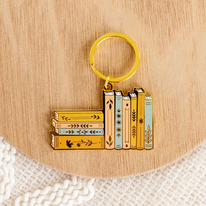 Stack of Books Metal Keychain 2.5x1.5in