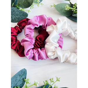 Rose Silk Satin Scrunchie Set