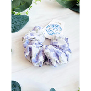 Lavender Floral Chiffon Scrunchie