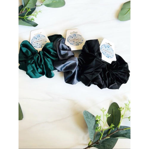 Dark Pure Silk Scrunchie Set
