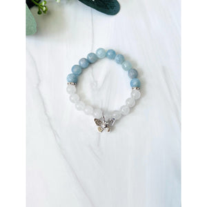 Luna Aquamarine/Quartz Silver Bracelet