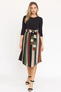 Stripe Sash Midi Dress- S/M/L/XL