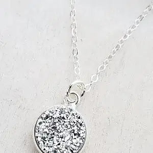 Silver Druzy Necklace