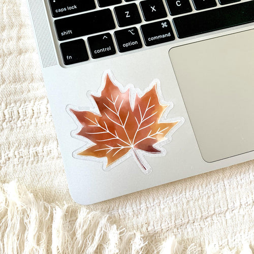 Clear Maple Fall Leaf 3x3in Sticker