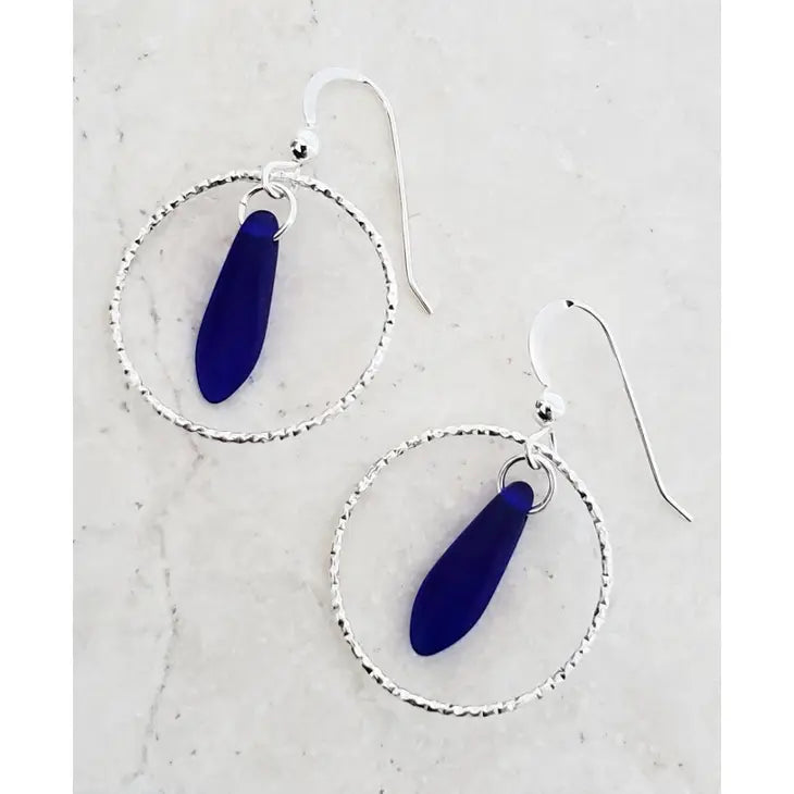 Silver Cobalt Sea Earrings