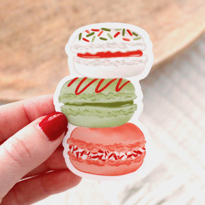 Christmas Macarons Sticker 3x2in