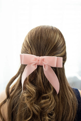 Pale Pink Velvet Hair Bow