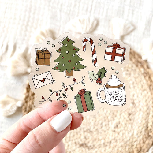 Clear Christmas Favorites Sticker 3x3in